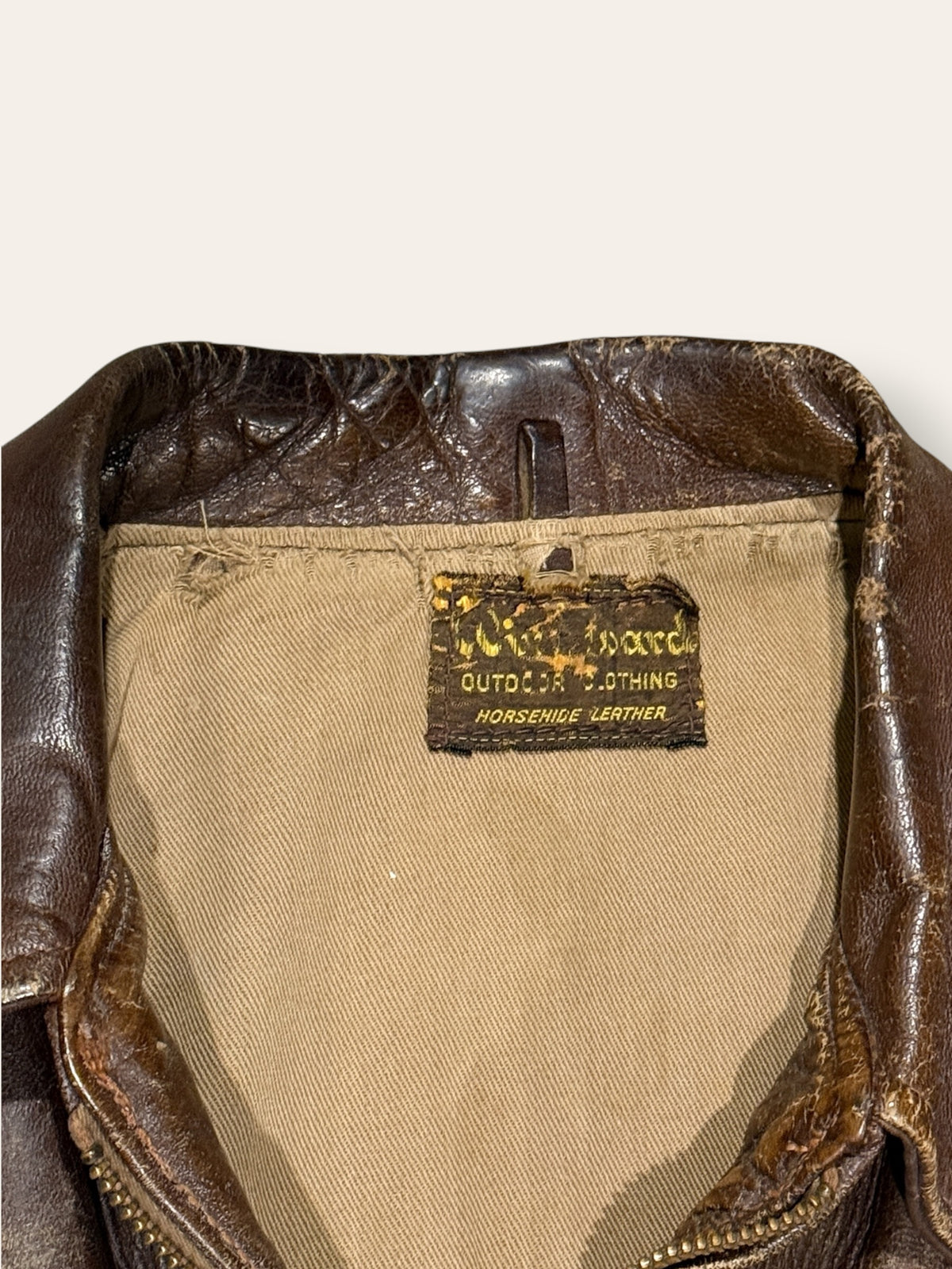 Vintage 1940-50s Windward Horsehide Leather Jacket | Montgomery Ward Brown Belted Back Jacket