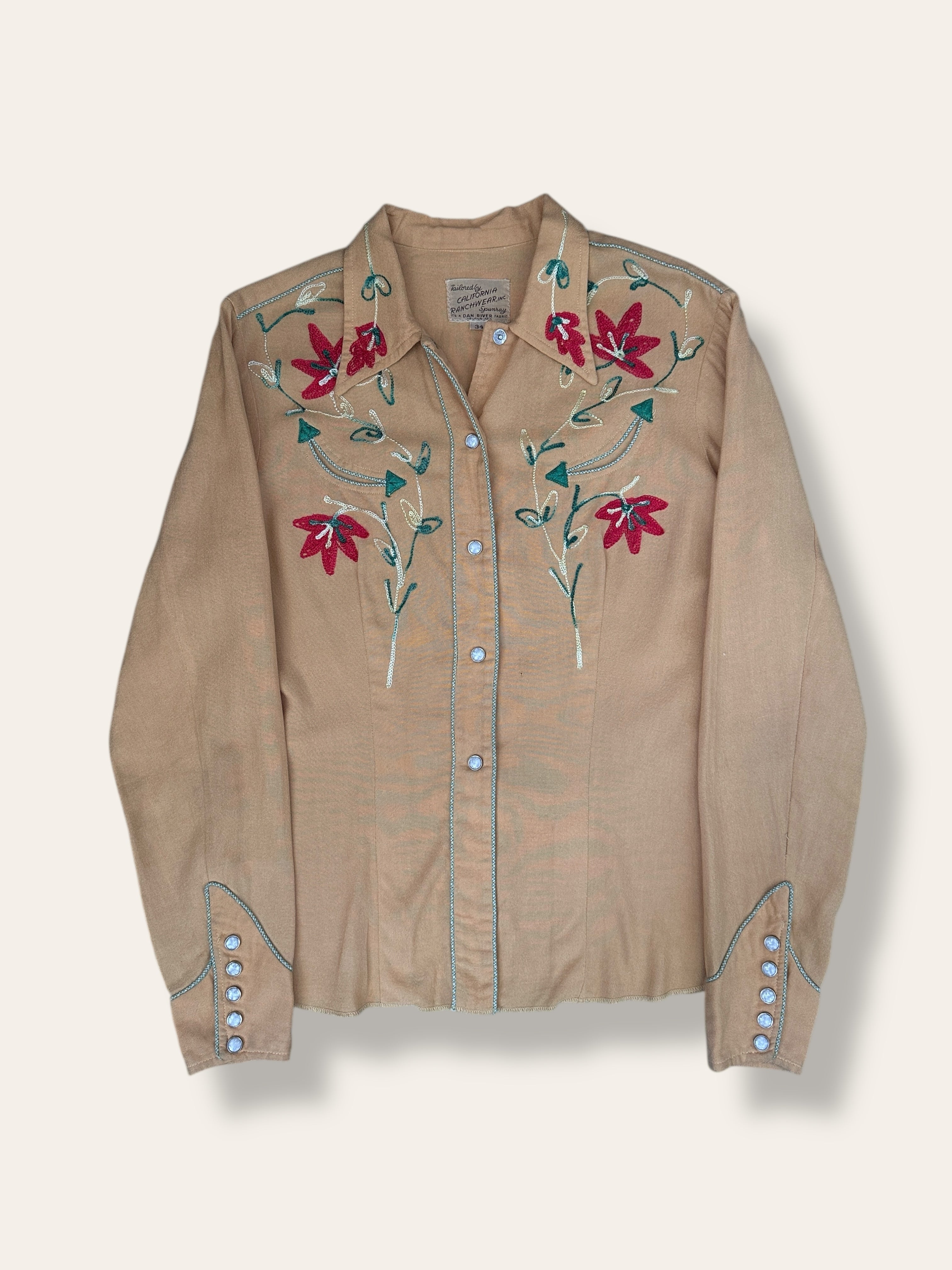 Vintage 1950's California Ranchwear Embroidery Western Shirt