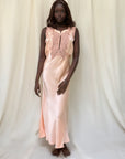 Vintage 1930’s Silk Rayon Bias Cut Lace Slip Dress | Old Hollywood Glamour Keyhole Silk Nightgown