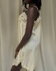 Vintage 1920’s Deadstock Cream Lace & Silk Step In Slip Dress