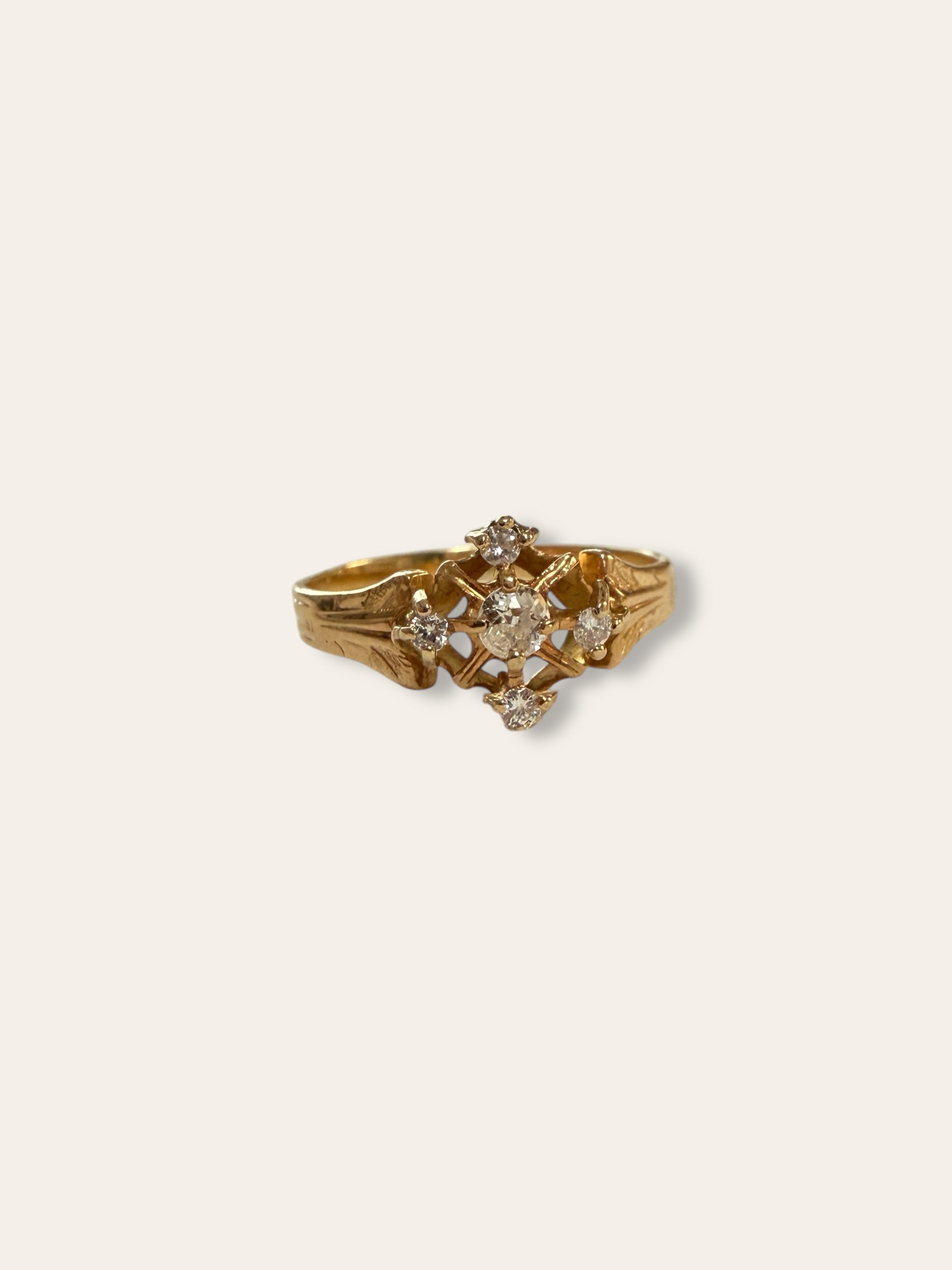 Antique Victorian 14k Gold Diamond Ring Size 6.5