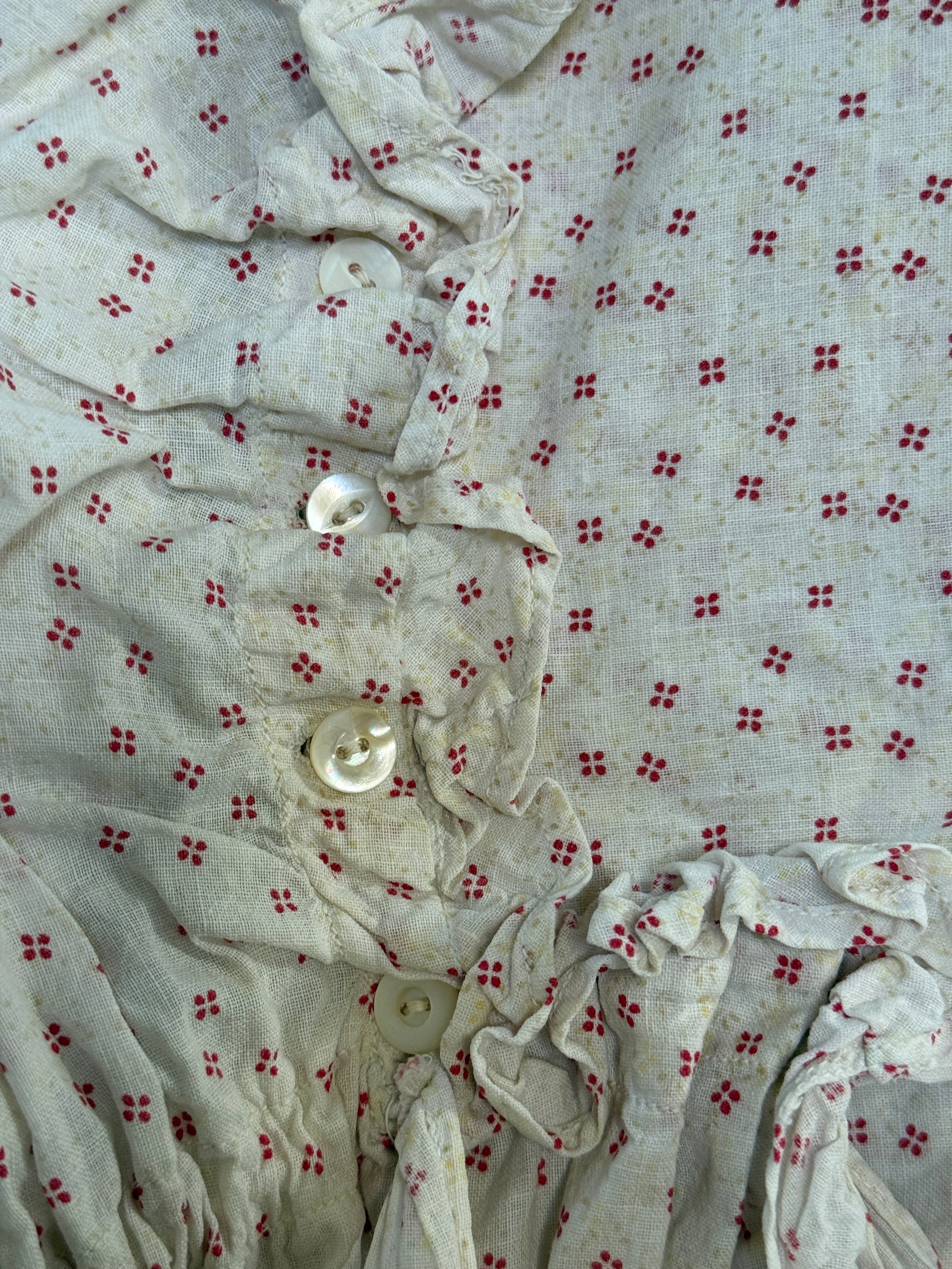 Antique 1800s Calico Cotton Sun Bonnet | Victorian Prairie Hat with Ruffle Detail