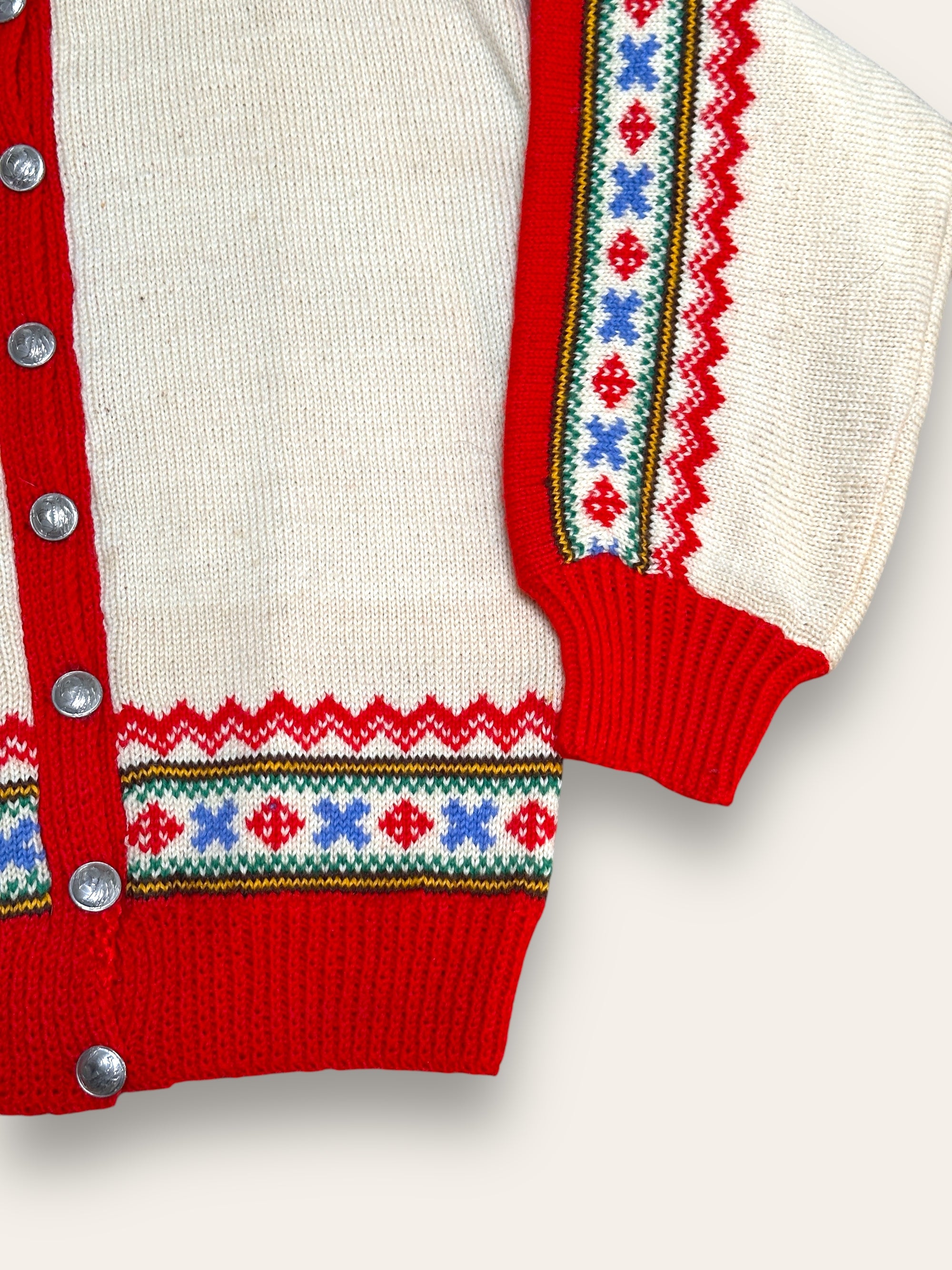 Vintage 1950’s Norway Fair Isle Wool Cardigan Sweater