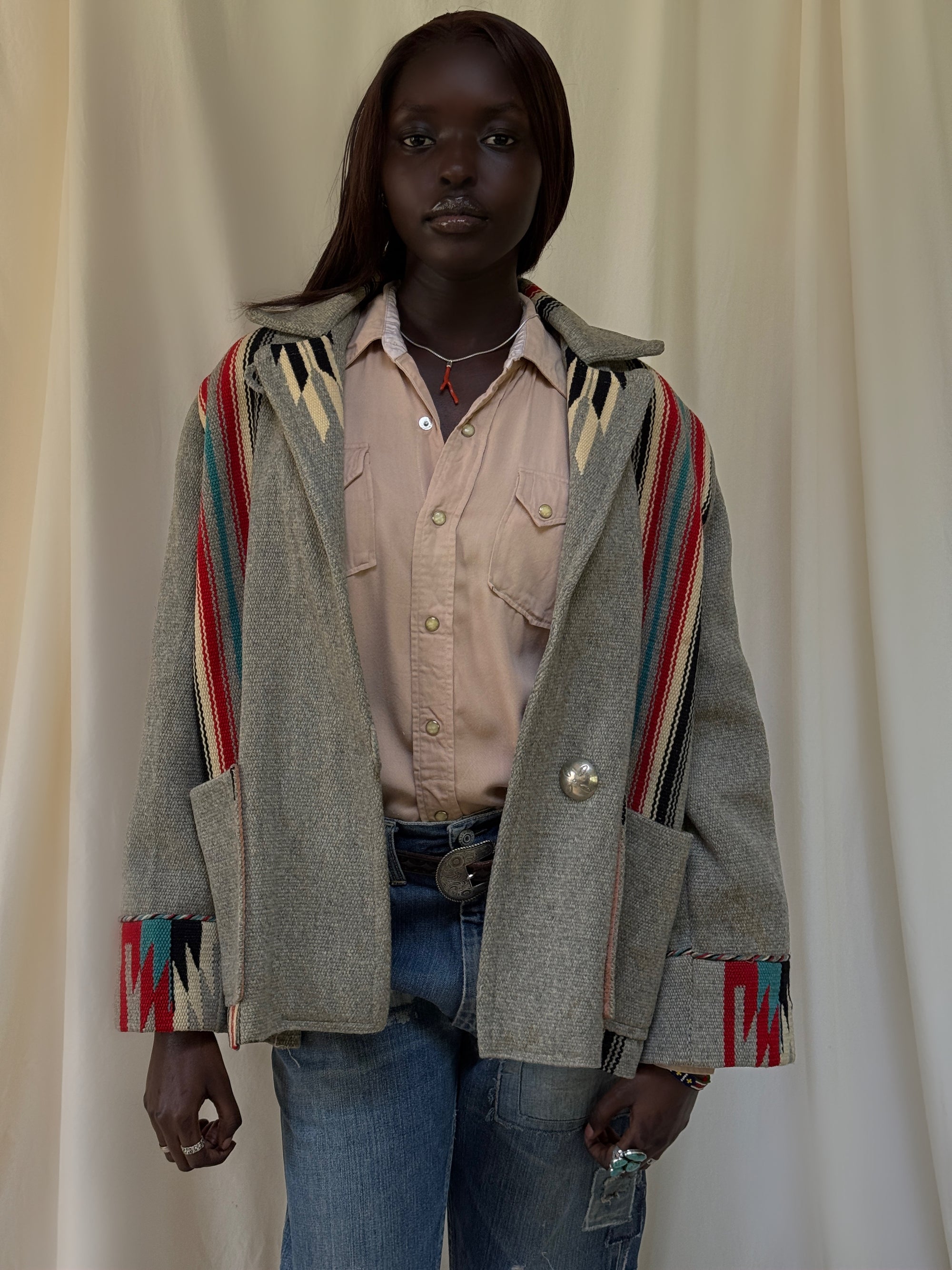 Vintage 1940’s Chimayo Ganscraft Woven Jacket | Southwest Hand Woven Wool Jacket