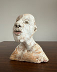 Vintage Expressionist Earthenware Bust Sculpture | Hand Sculpted Studio Pottery Portrait | Modernist MCM Folk Art Head