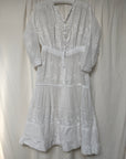 Vintage 1900s Antique Edwardian White Embroidered Cotton Lawn Dress | Hand Embroidered Lace Heirloom Tea Dress