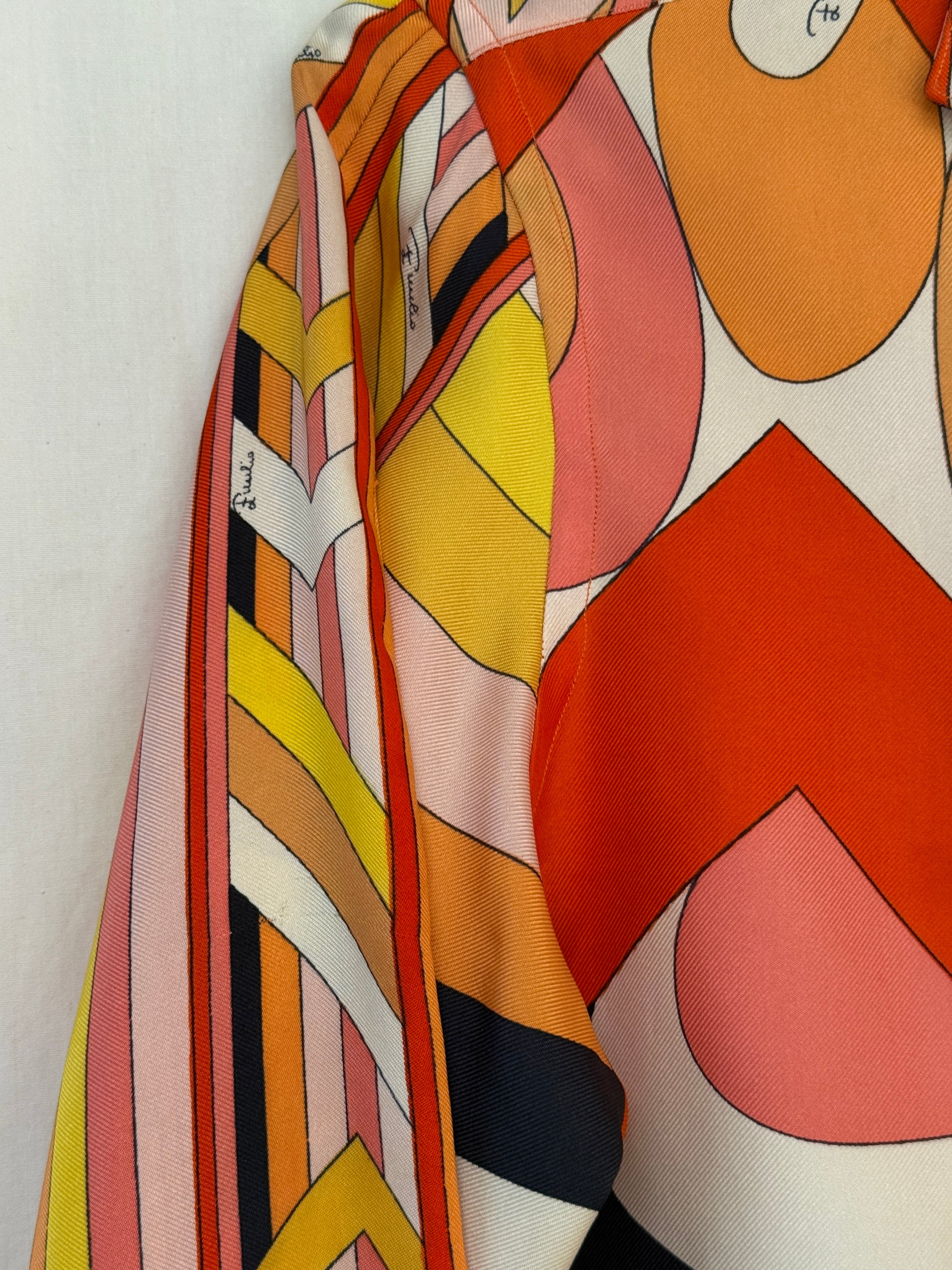 Vintage 1960’s Emilio Pucci Geometric Silk Blouse | Made in Italy Saks Fifth Avenue Silk Shirt