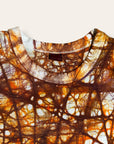 Vintage 1960s Hand-Dyed Folk Web Veining Tie-Dye Long Sleeve Shirt in Rust | Hanes Loopwheel 100% Cotton Shirt