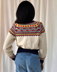 Vintage 1950’s Norway Fair Isle Navy Wool Cardigan Sweater