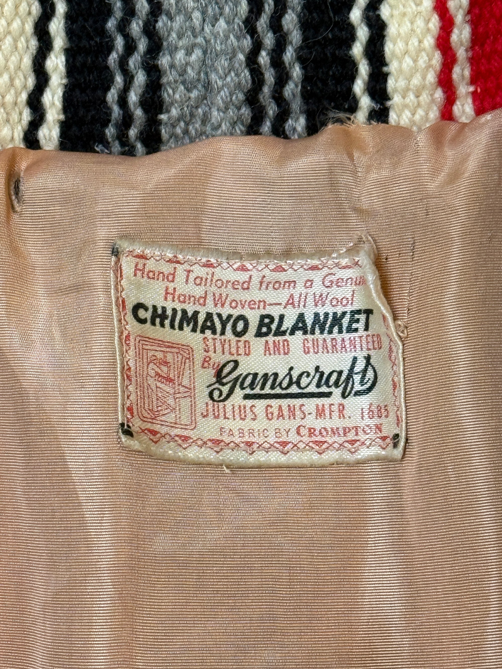 Vintage 1940’s Chimayo Ganscraft Woven Jacket | Southwest Hand Woven Wool Jacket