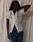 Vintage 1940’s Heavy Linen Embroidered Top