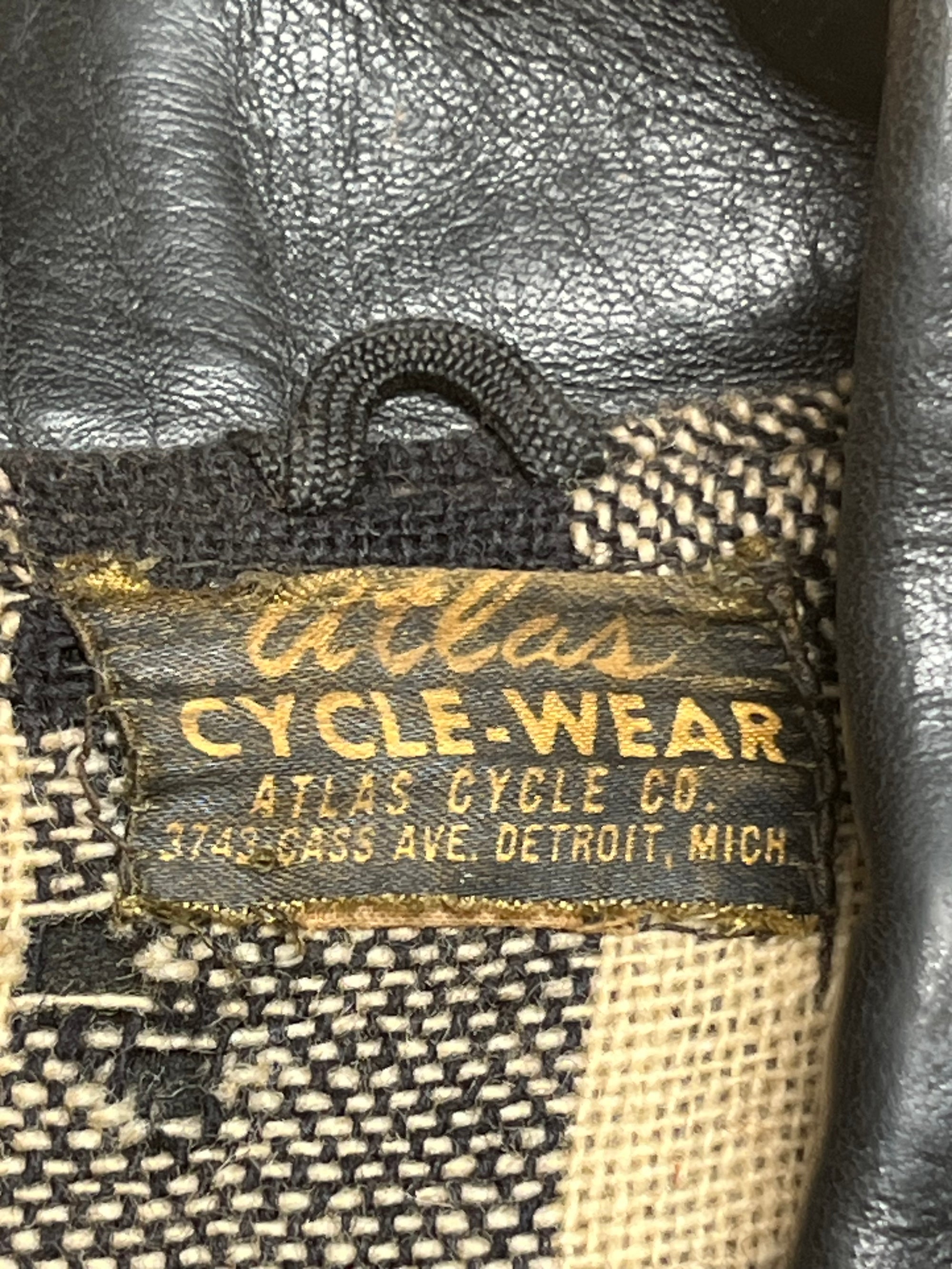 Vintage 1940s Atlas Cycle-Wear Leather Motorcycle Jacket | Rare Horsehide Biker Jacket
