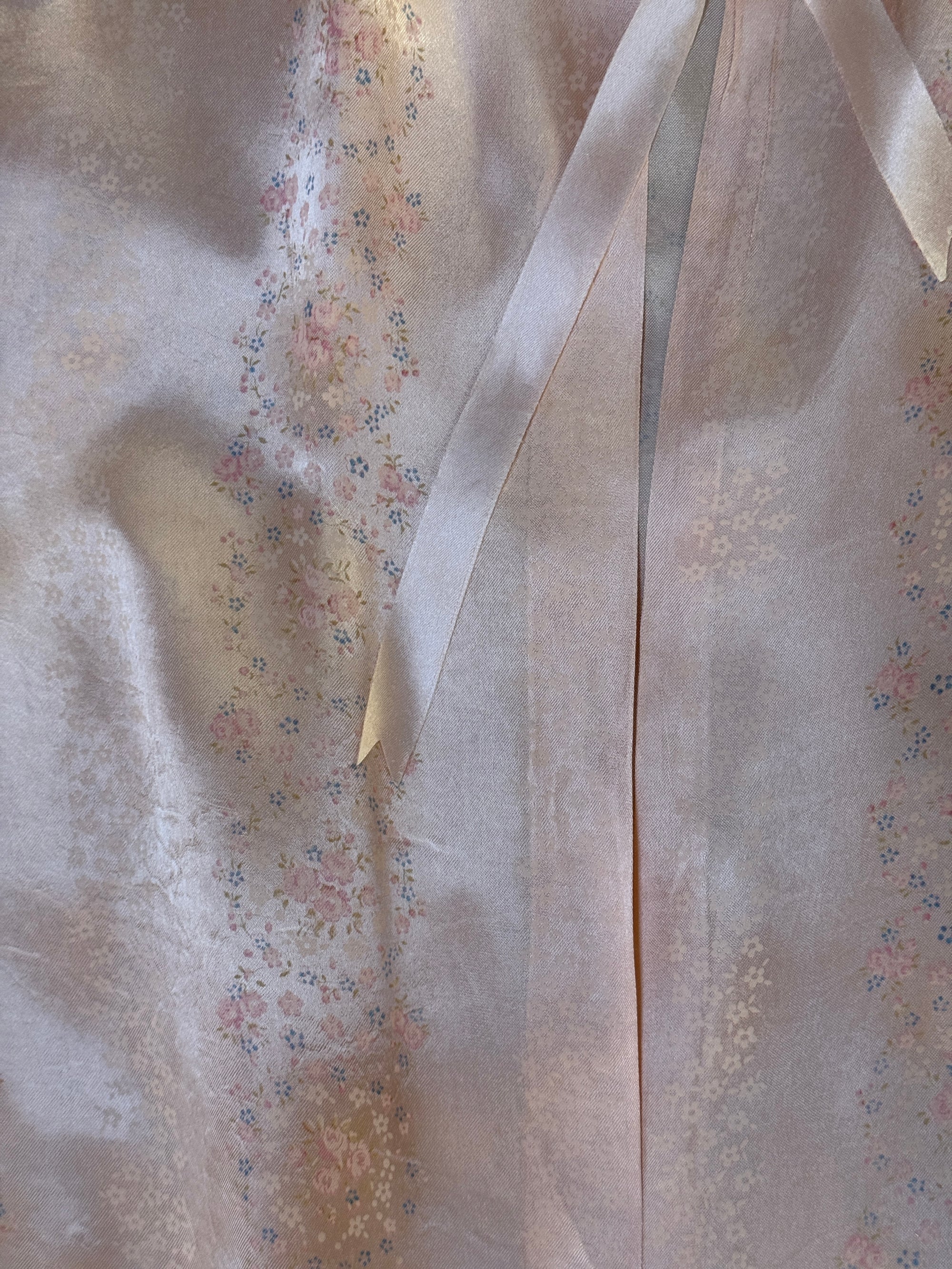 Vintage 1930s Silk Bed Jacket | Peachy Pink Floral Satin Boudoir Lingerie Top