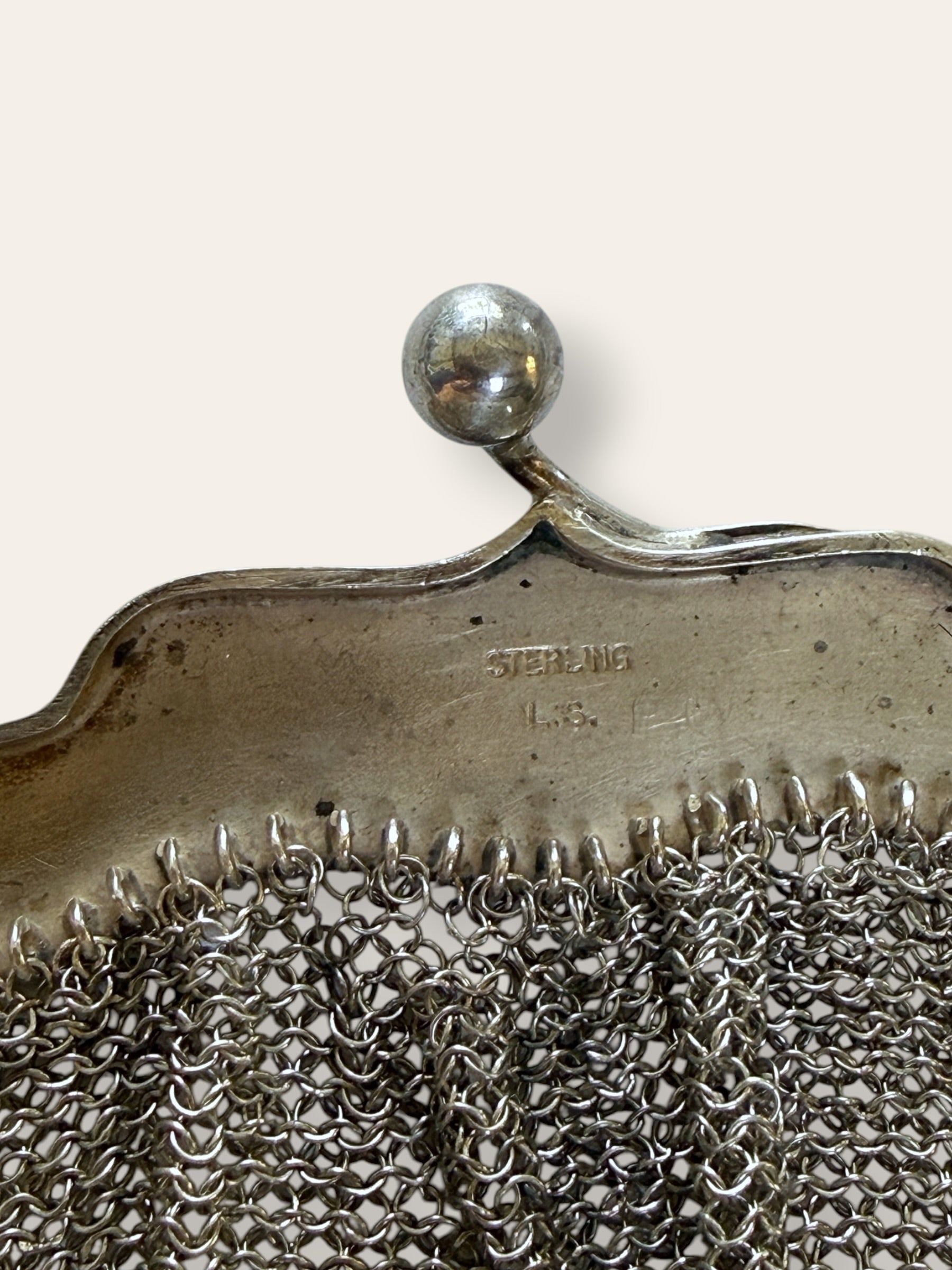 Antique Edwardian Sterling Silver Chainmail Purse | Vintage 1900’s Hand Engraved Evening Bag