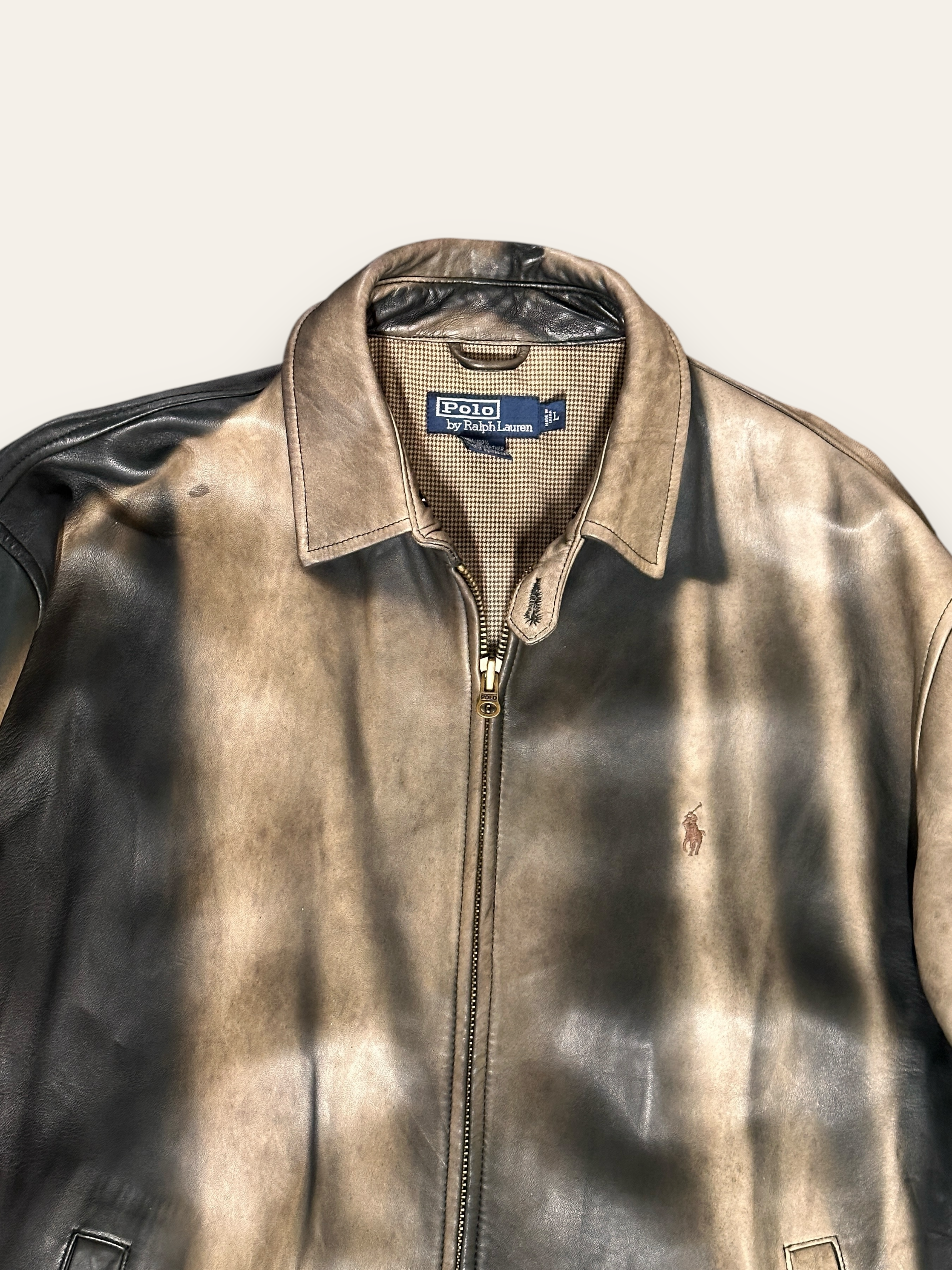 Vintage 1990's Sun Faded Ralph Lauren Polo Leather Jacket