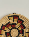 Vintage Hopi Coiled Flat Basket | Handwoven Native American Wall Art | Geometric Polychrome Woven Basket Tray