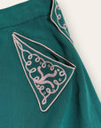 Vintage 1940's Gabardine Hollywood Western Skirt | Chain Stitch Embroidery, Rhinestones W:28