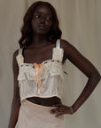 Vintage 1900s Silk & Lace Camisole Top | Edwardian Ivory Lace Bustier Crop | Antique Lingerie Blouse