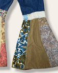 Vintage 1960s Levi’s 501s Big E Hippie Patchwork Denim Jeans | Bell Bottom Folk Art Custom Denim Pants W:26