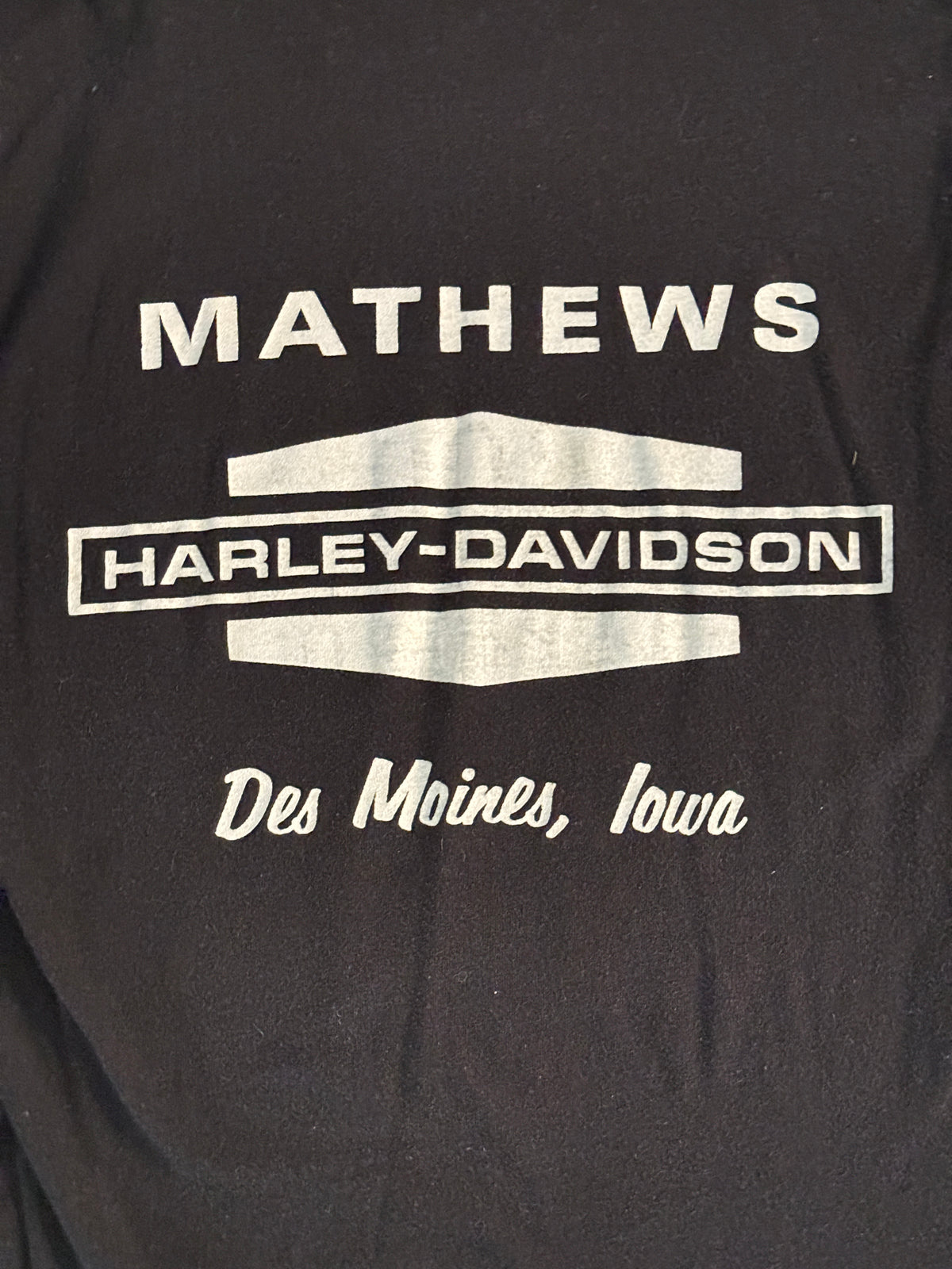Vintage 1980s Harley-Davidson "8th Day God Created Harley" Old English T-Shirt | Mathews Des Moines 60s Logo Harley Tee
