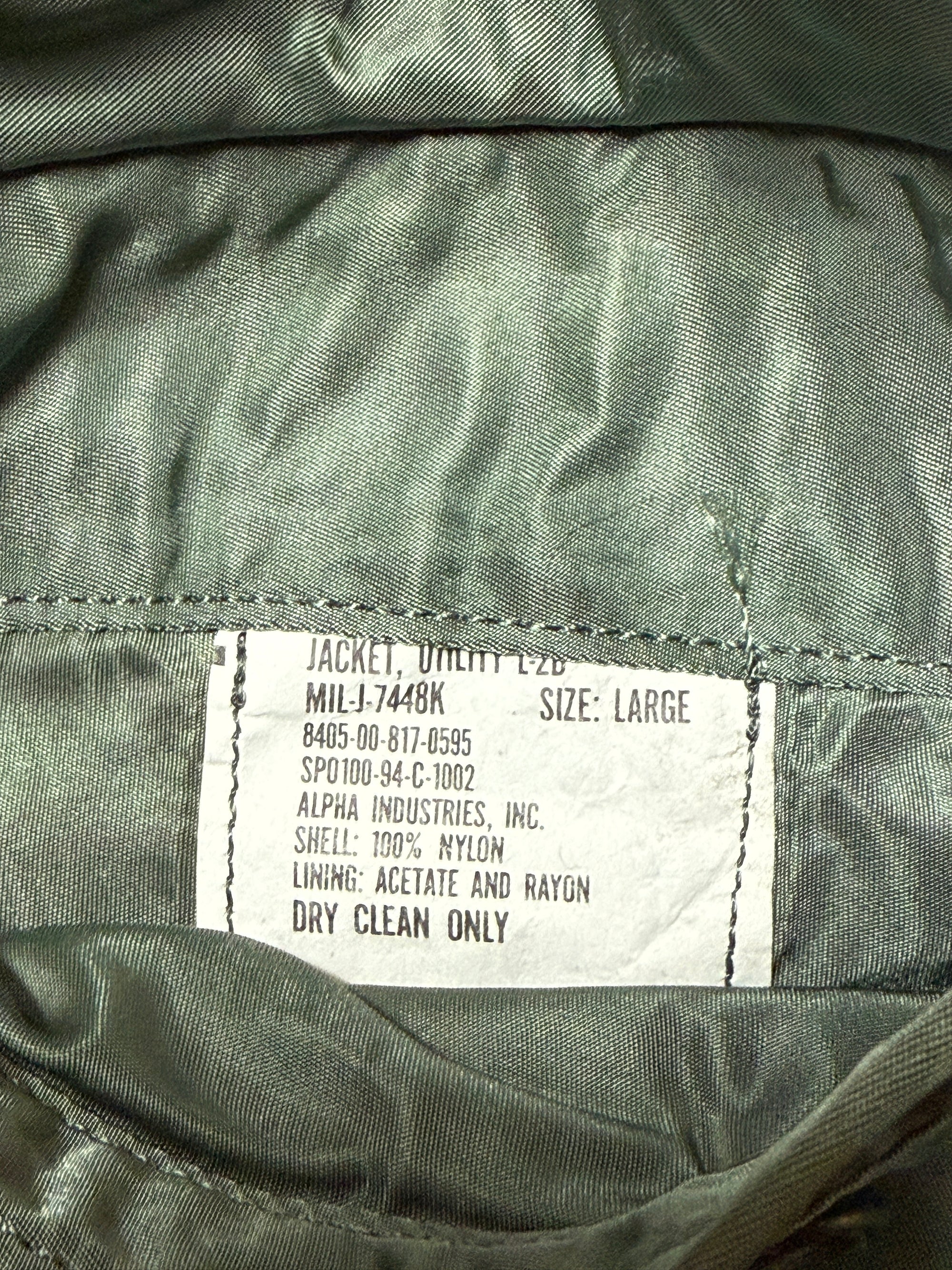 Vintage 1990’s Alpha Industries L-2B Utility Flight Jacket