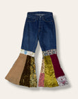 Vintage 1960s Levi’s 501s Big E Hippie Patchwork Denim Jeans | Bell Bottom Folk Art Custom Denim Pants W:26