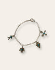 Vintage Fred Harvey Era Silver Charm Bracelet with Turquoise Accents | Southwestern Thunderbird Arrow Kachina Motifs