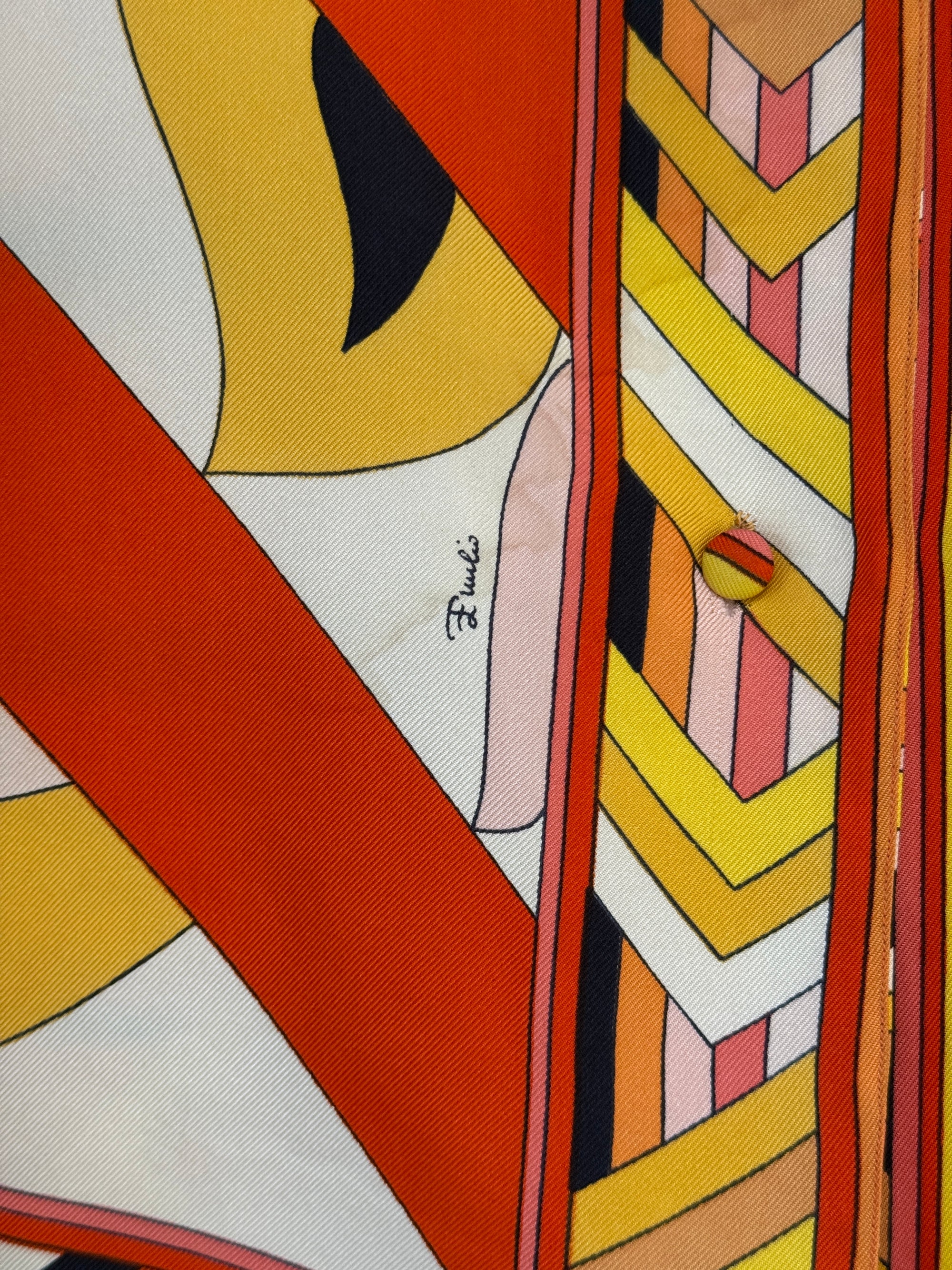Vintage 1960’s Emilio Pucci Geometric Silk Blouse | Made in Italy Saks Fifth Avenue Silk Shirt