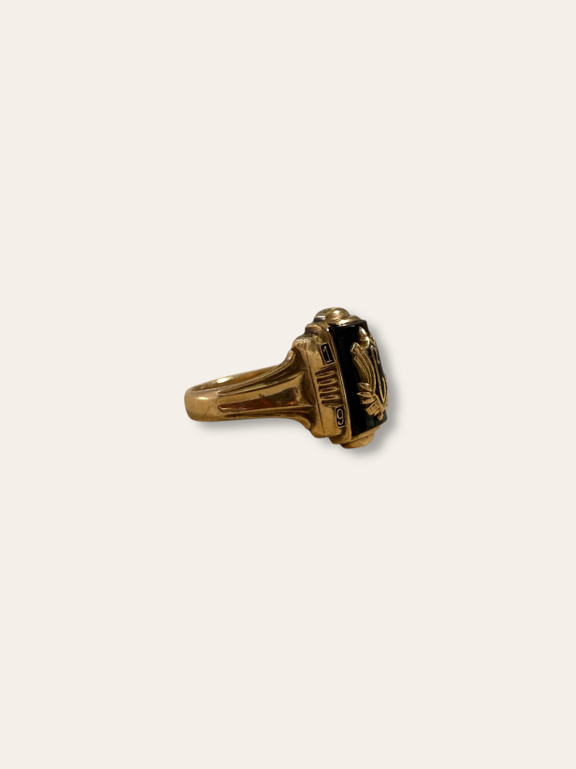 Vintage 1950 Josten 10k Gold Onyx Class Ring Size 6.5