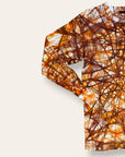 Vintage 1960s Hand-Dyed Folk Web Veining Tie-Dye Long Sleeve Shirt in Rust | Hanes Loopwheel 100% Cotton Shirt