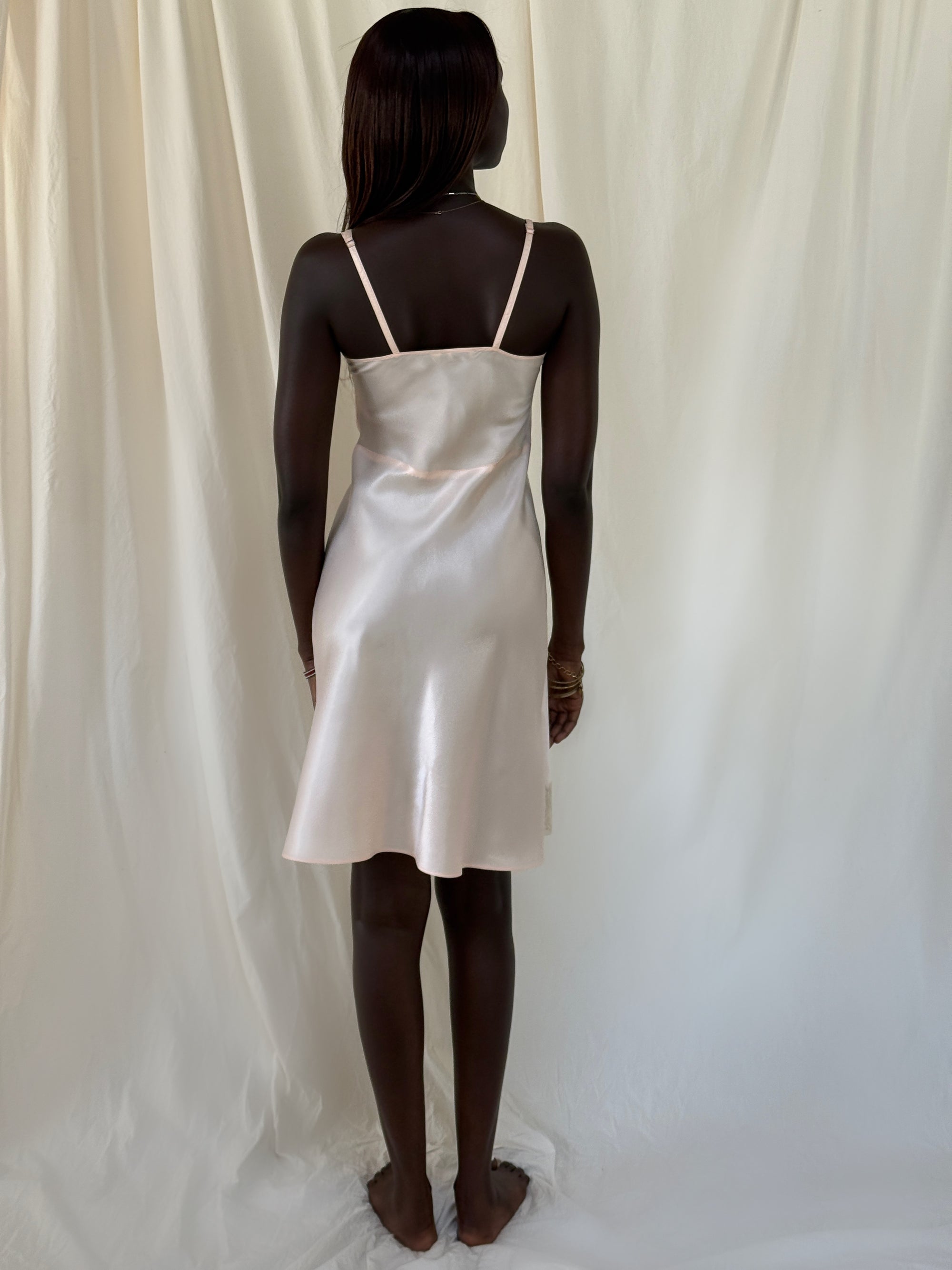 Vintage 1930’s Silk Rayon Slip Dress | Romantic Blush Pink Lace Trim Luxury Lingerie