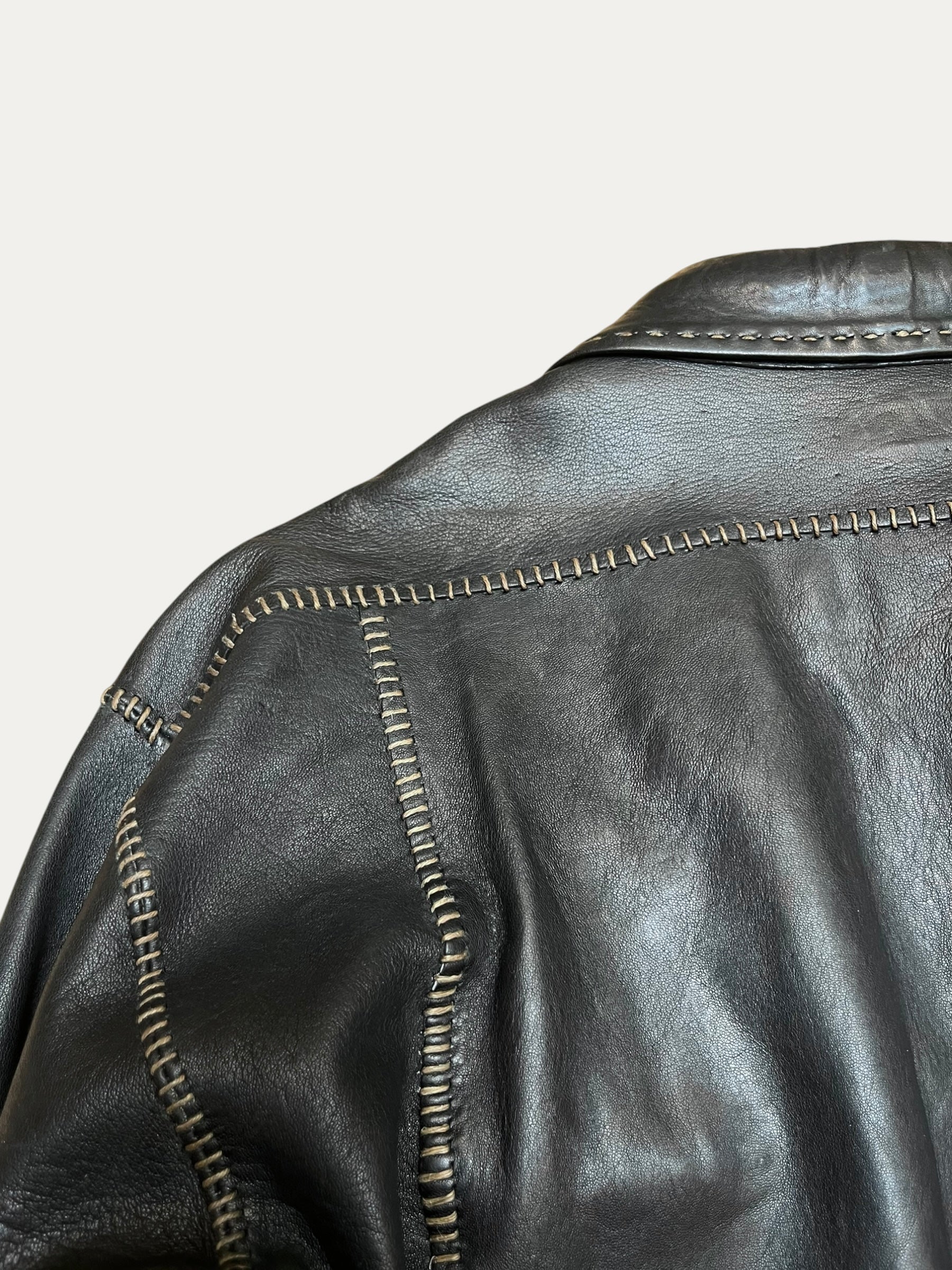 Vintage 1970’s Christie Hand-Sewn Black Leather Shirt | East West North Beach Style Leather Shirt
