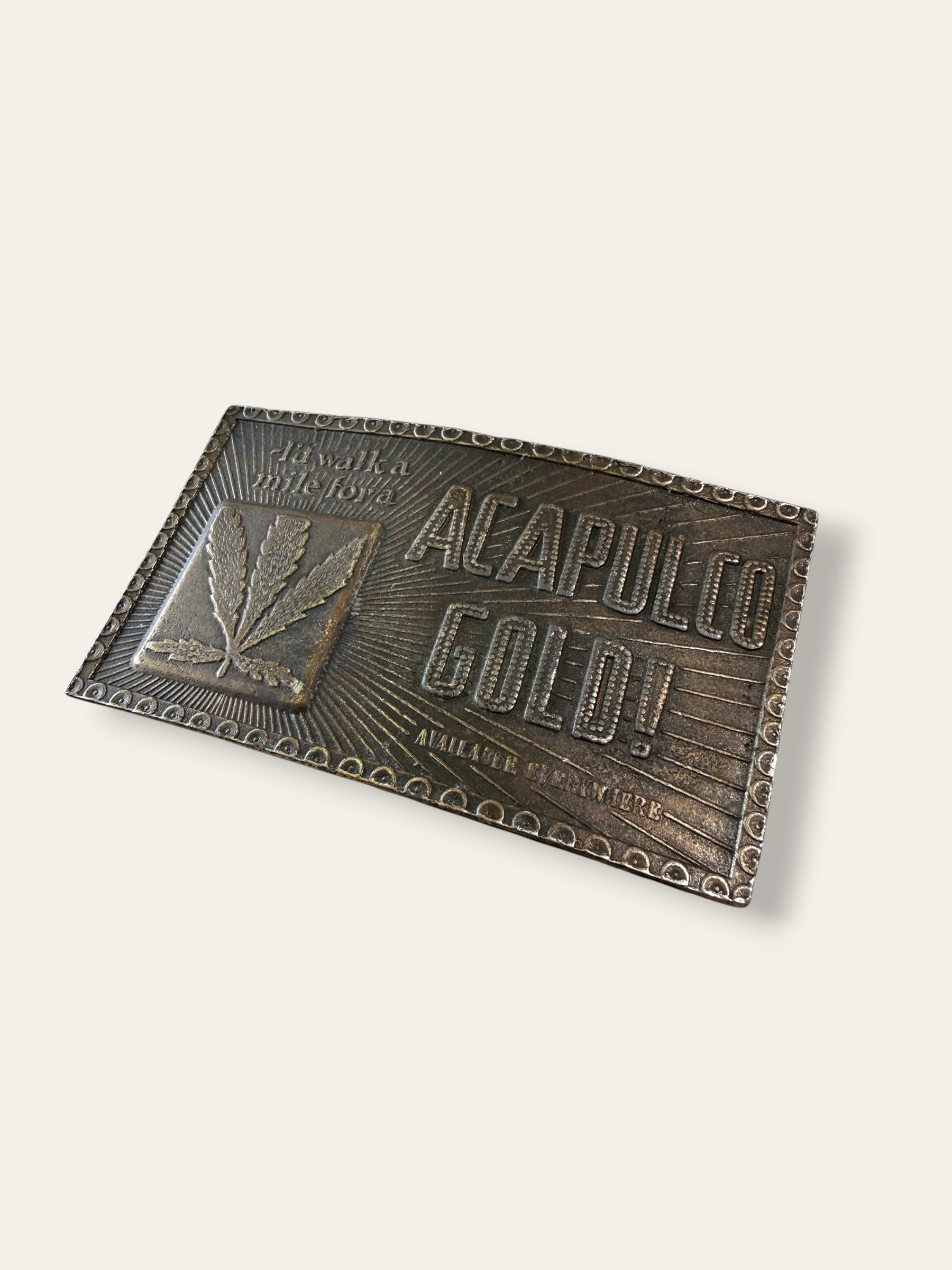 Vintage 1970’s Marijuana Acapulco Gold Brass Belt Buckle