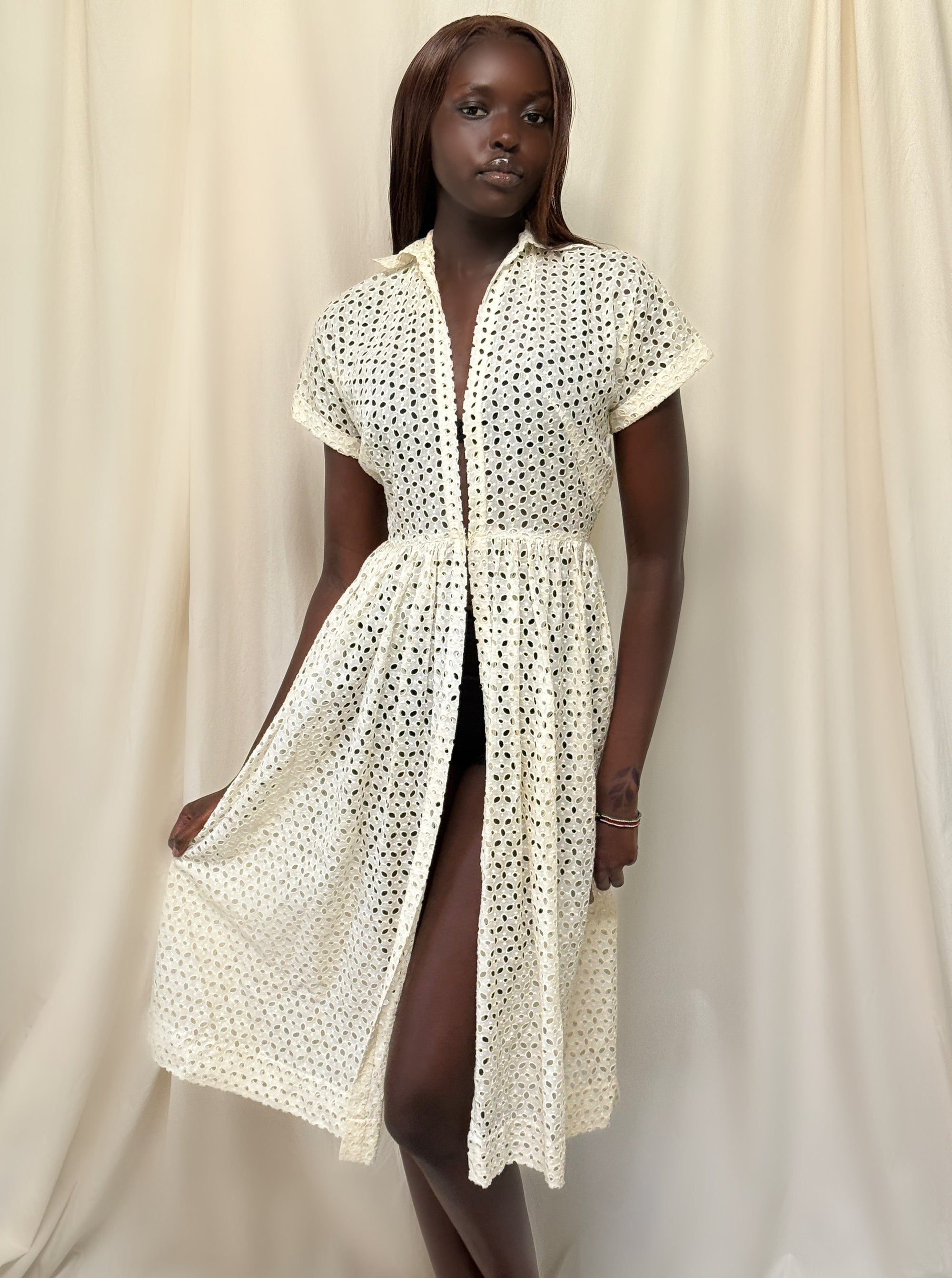 Vintage 1940’s Cotton Eyelet Sun Dress | Open Front  | Romantic Heirloom Cover
