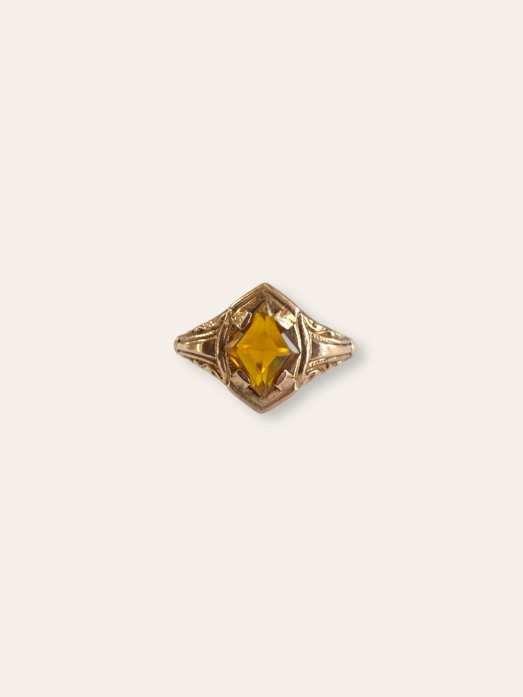 Antique 10k Gold Art Deco Citrine Ring Size 4