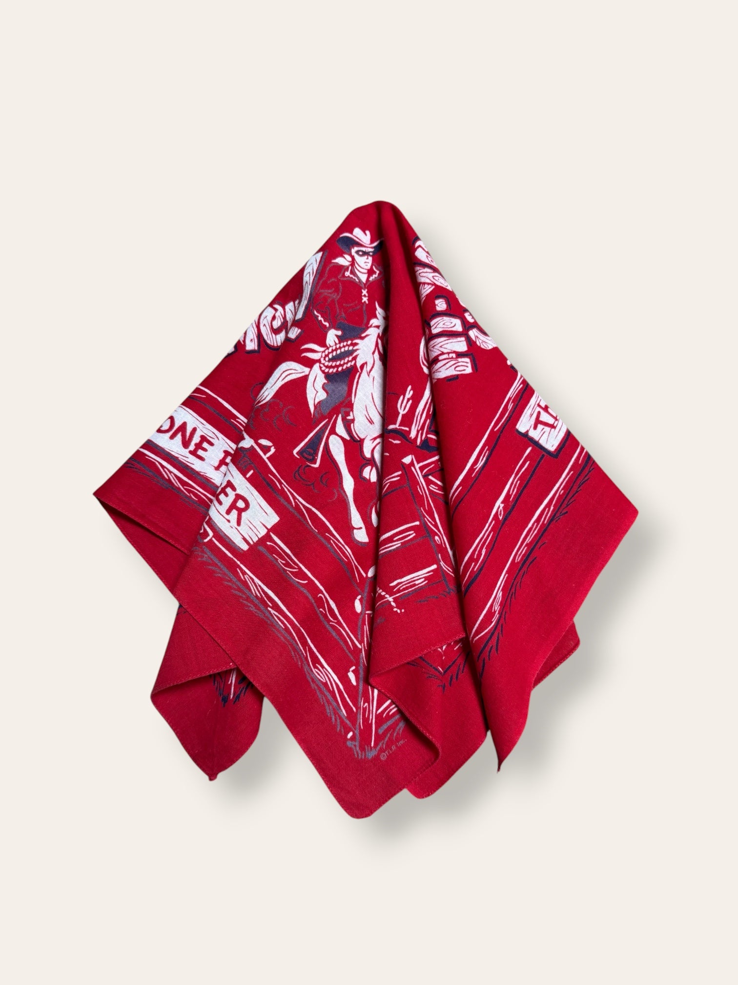 Vintage 1950s The Lone Ranger Bandana | Western Hi-Yo Silver Bandana