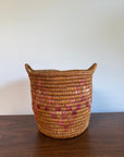 Vintage Jicarilla Apache Coil Handmade Basket With Handles | Native American Pattern Basket