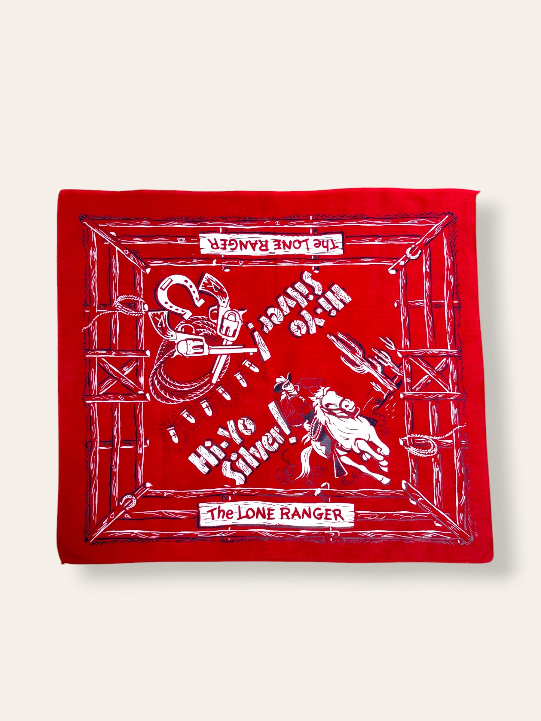 Vintage 1950s The Lone Ranger Bandana | Western Hi-Yo Silver Bandana