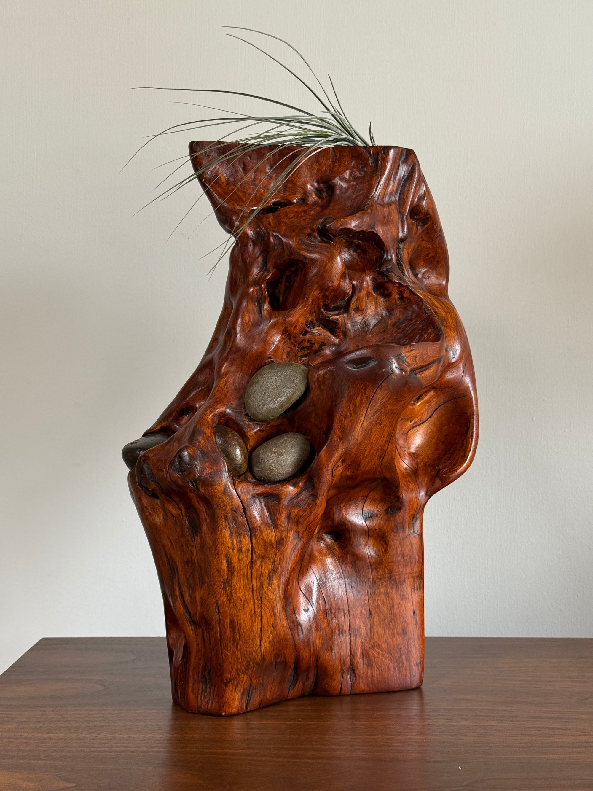 Vintage Mid Century Modern Organic Wood Sculpture | Hand Carved Burl Wood Abstract Biomorphic Art | MCM Naturalist Decor