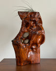 Vintage Mid Century Modern Organic Wood Sculpture | Hand Carved Burl Wood Abstract Biomorphic Art | MCM Naturalist Decor