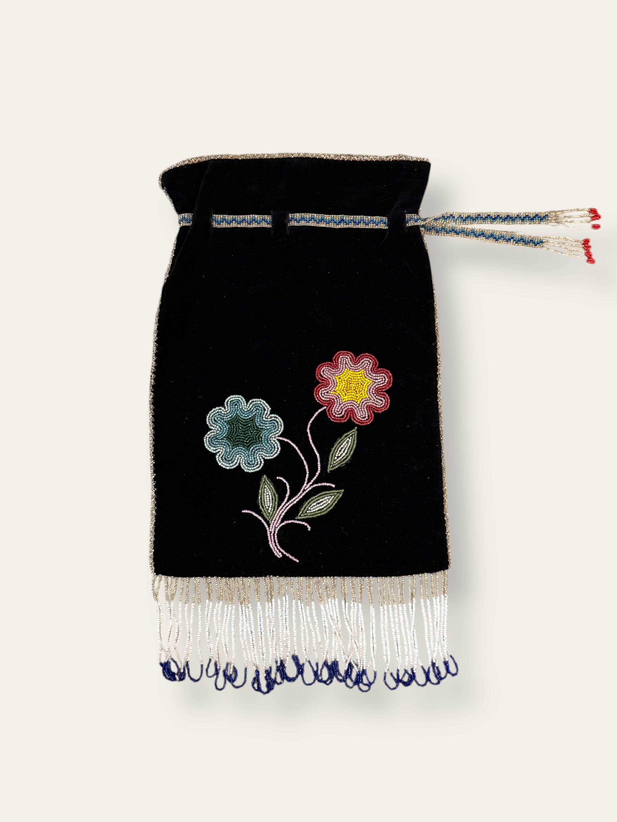 Vintage Late 1800’s Ojibwa Beaded Velvet Bag