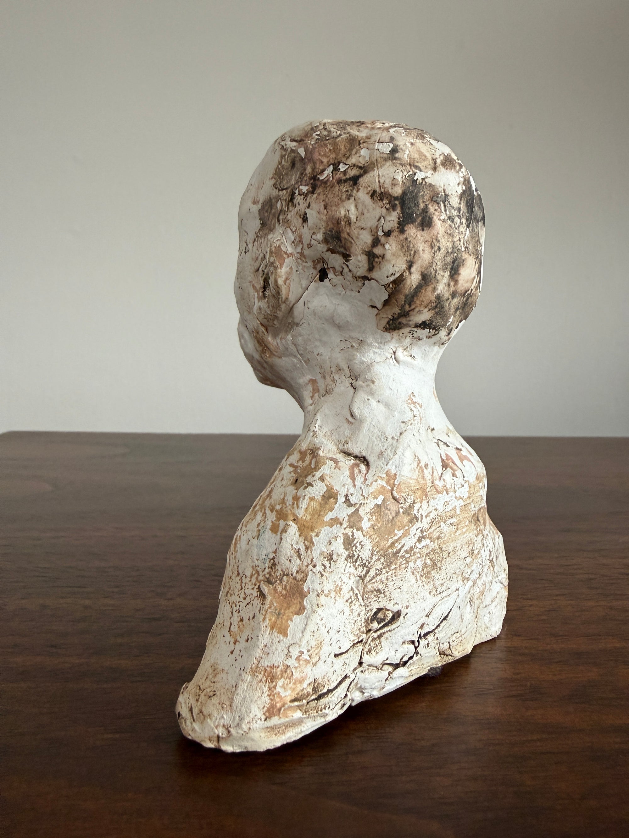 Vintage Expressionist Earthenware Bust Sculpture | Hand Sculpted Studio Pottery Portrait | Modernist MCM Folk Art Head