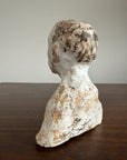 Vintage Expressionist Earthenware Bust Sculpture | Hand Sculpted Studio Pottery Portrait | Modernist MCM Folk Art Head