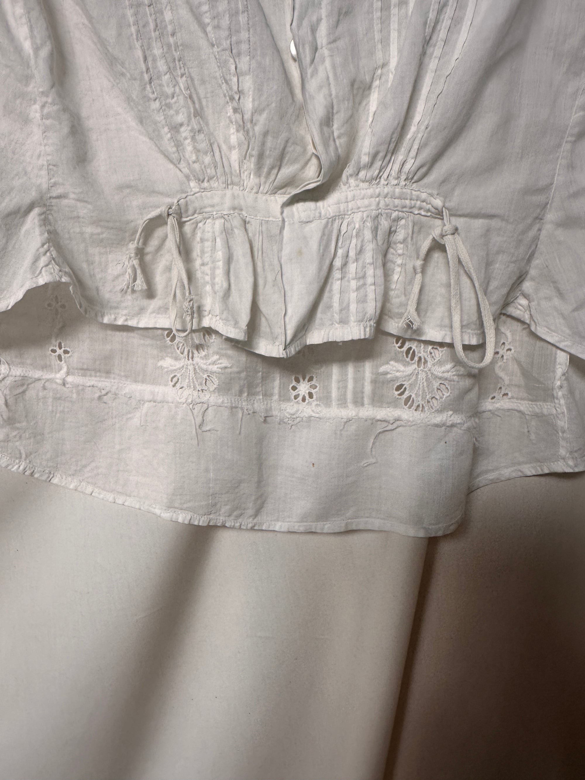 Vintage Edwardian Pleated Eyelet Cotton Bodice