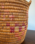 Vintage Jicarilla Apache Coil Handmade Basket With Handles | Native American Pattern Basket