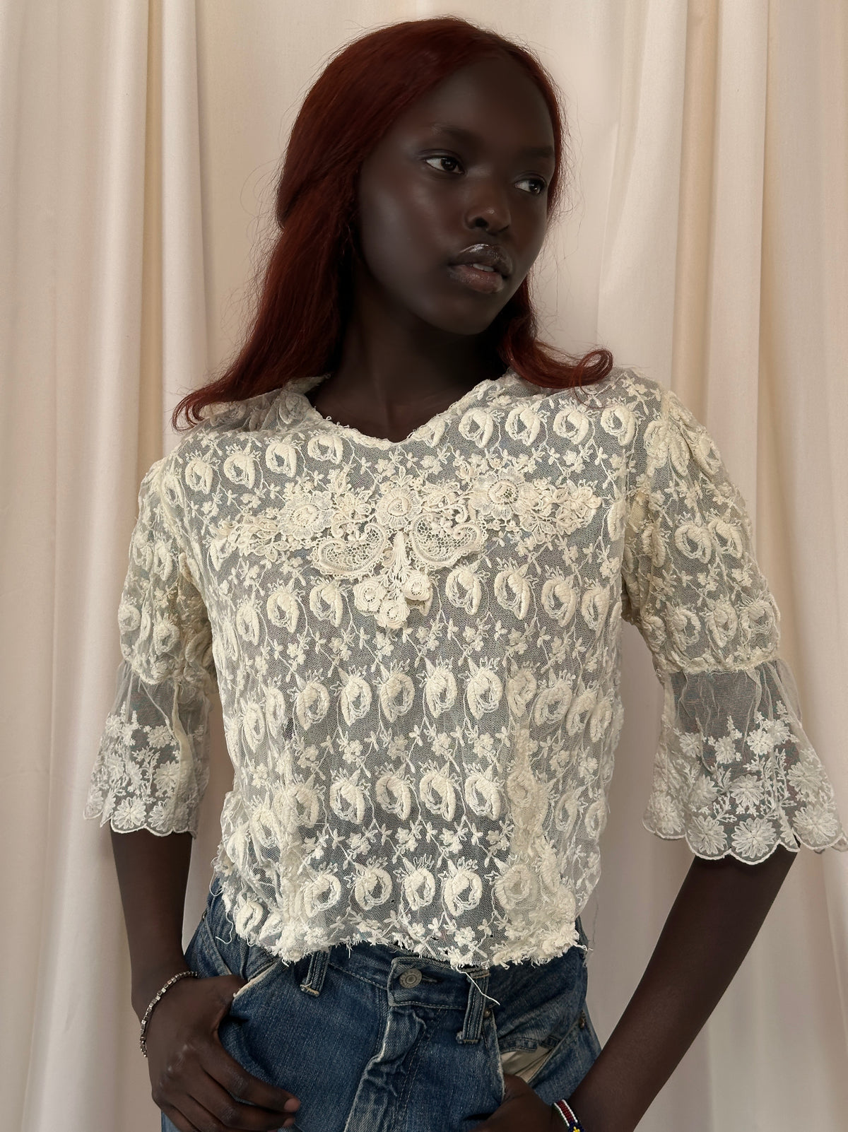 Ameri Vintage LADY UNUSUAL LACE BLOUSE Vintage America Women 