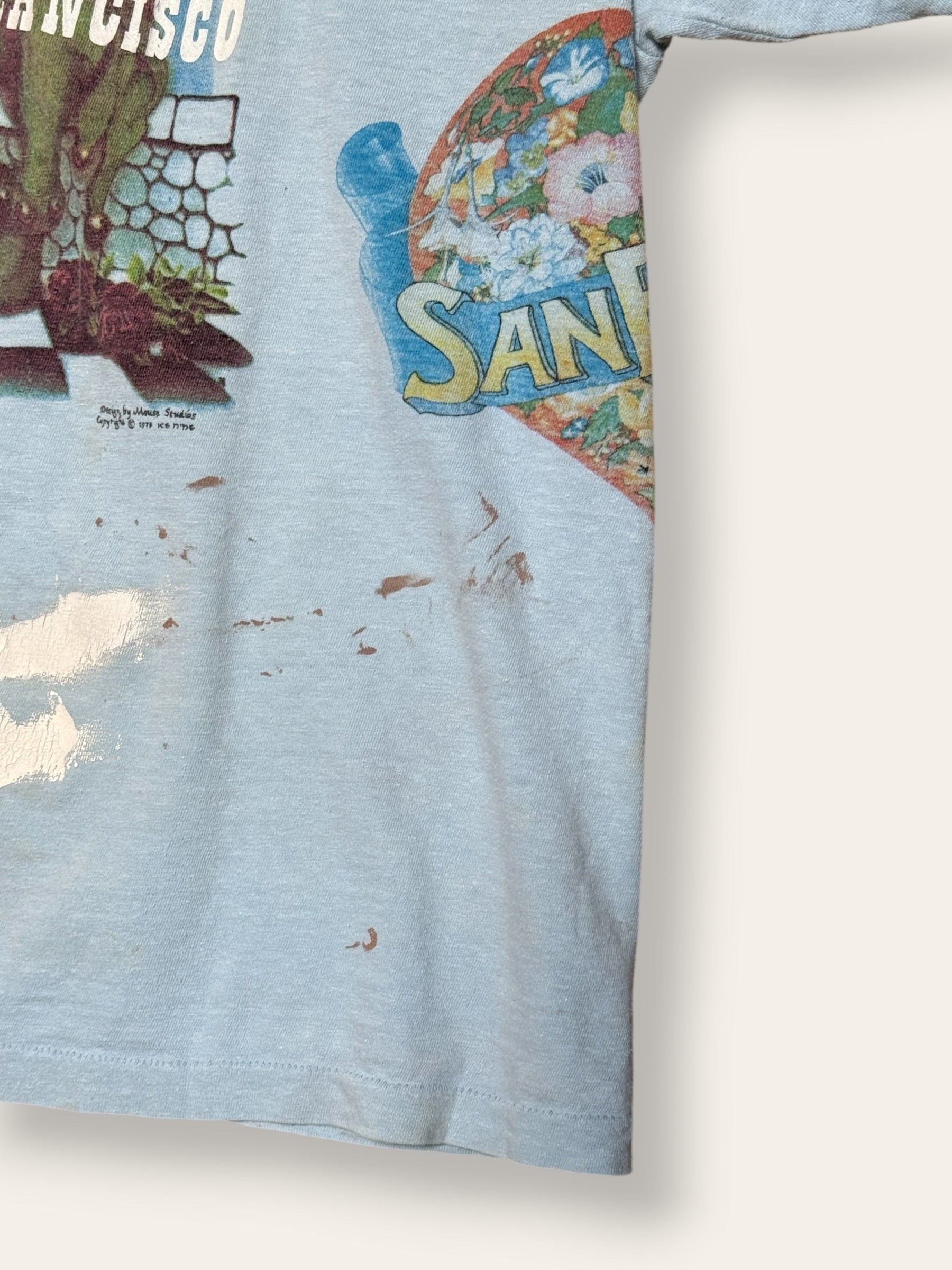 Vintage 1976 Kelley Mouse Studio Test Print T-Shirt | STUD San Francisco Bar | Grateful Dead Graphic Jester and Rose Tee | Rare 1970s Psychedelic Art T-Shirt