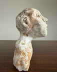Vintage Expressionist Earthenware Bust Sculpture | Hand Sculpted Studio Pottery Portrait | Modernist MCM Folk Art Head