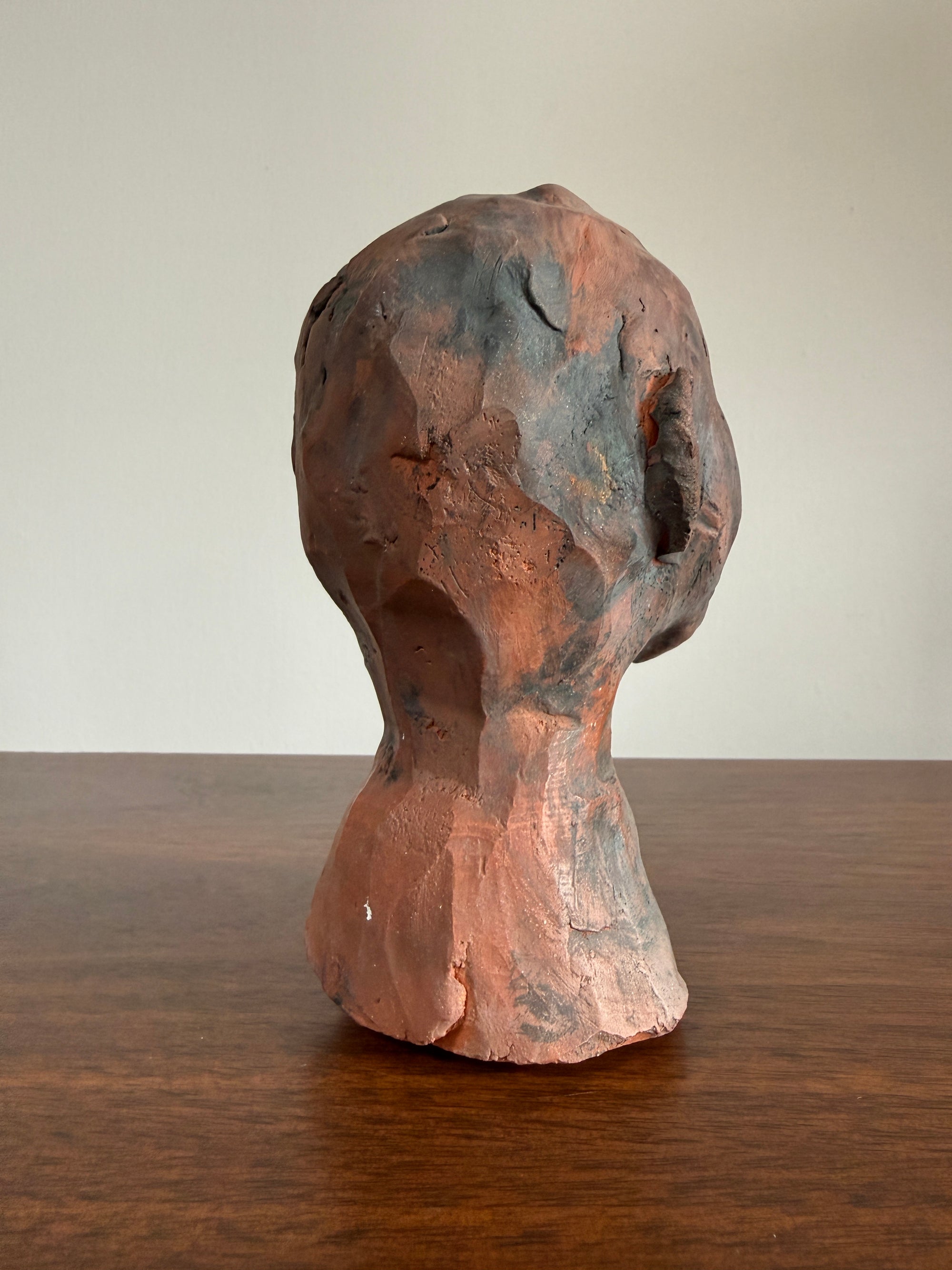 Vintage Modernist Terracotta Head Sculpture | Expressionist Bust Art | Mid Century Studio Pottery Portrait
