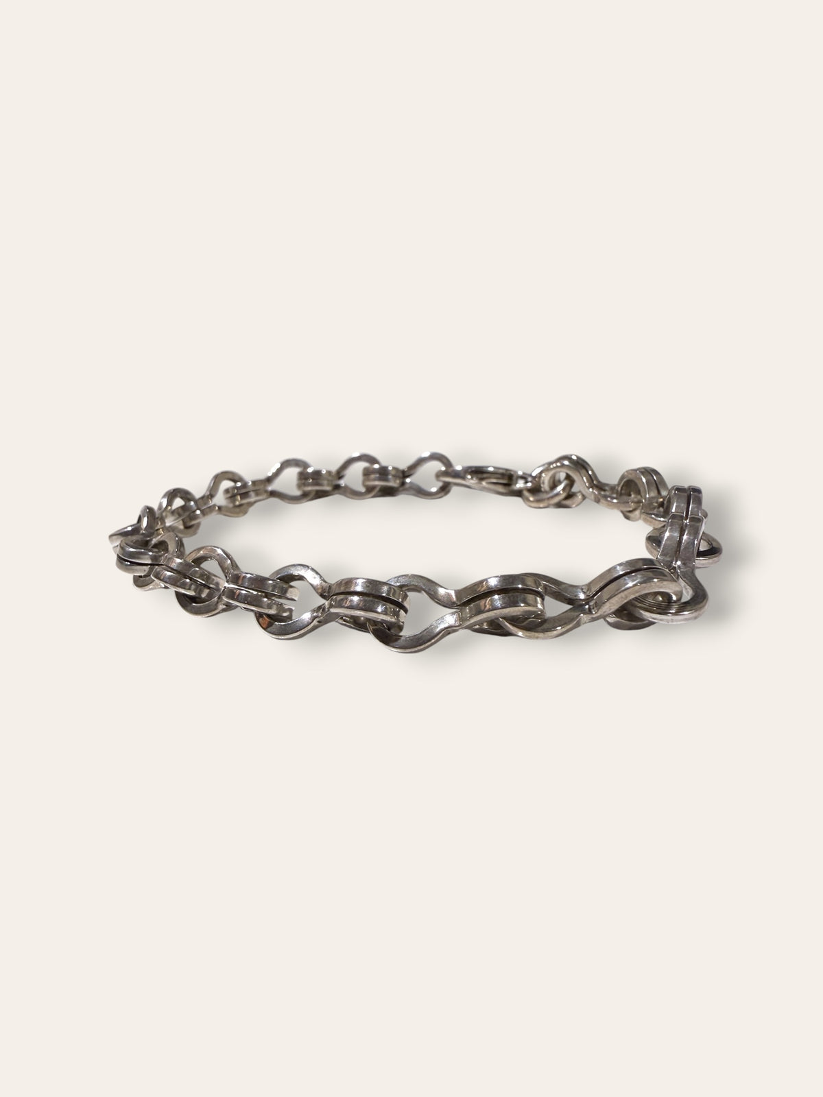 925 Sterling Silver Heavy Artisan Handmade Chain Link Bracelet | Dual Link Bracelet